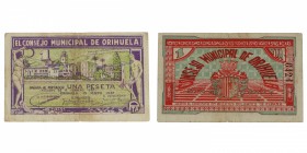 1937. Guerra Civil (1936-1939). Orihuela. 1 peseta. MBC / MBC+. Est.30.
