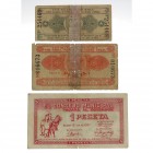 1937. Guerra Civil (1936-1939). Alcoy. Lote de tres billetes. MBC- a EBC-. Est.25.