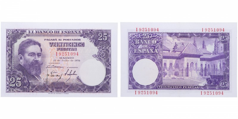 1954. Franco (1939-1975). Fábrica Nacional de Moneda y Timbre. 25 Pesetas. Ed 46...