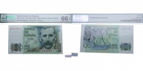 1979. Juan Carlos I (1975-2014). Galdós. 1000 pesetas. Ed-344. Encapsulado en PMG en 66 EPQ. SC. Est.50.