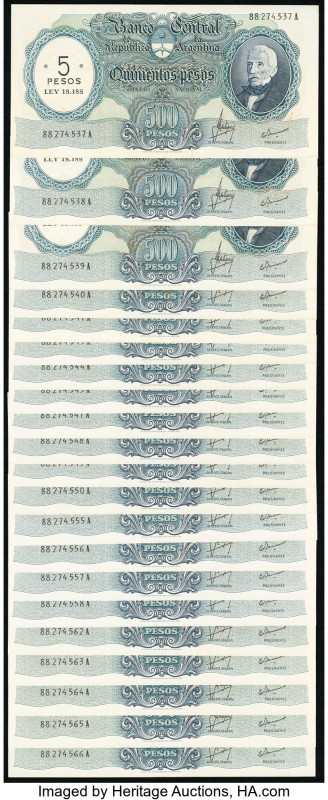 Argentina Banco Central 5 Pesos on 500 Pesos ND (1969-71) Pick 283 Twenty-One Ex...