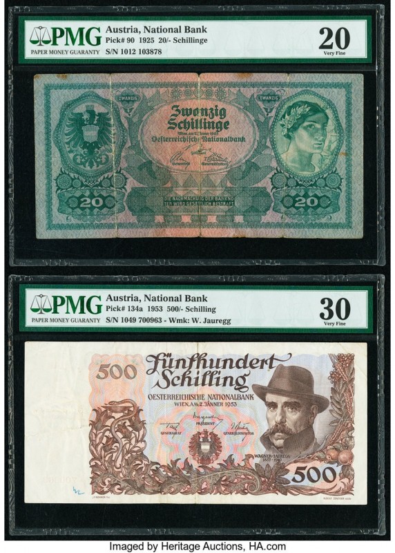 Austria Austrian National Bank 20; 500 Schilling 2.1.1925; 2.1.1953 Pick 90; 134...