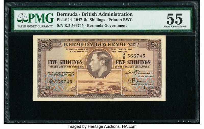 Bermuda Bermuda Government 5 Shillings 17.2.1947 Pick 14 PMG About Uncirculated ...