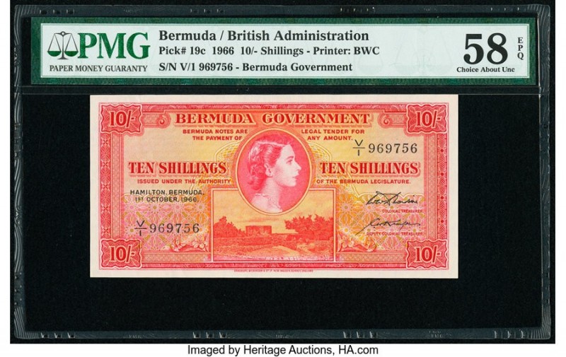 Bermuda Bermuda Government 10 Shillings 1.10.1966 Pick 19c PMG Choice About Unc ...