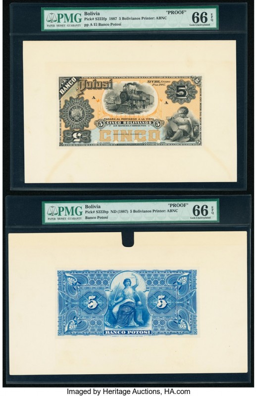 Bolivia Banco Potosi 5 Bolivianos ND (1887) Pick S222fp; S222bp Front And Back P...