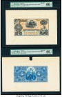 Bolivia Banco Potosi 5 Bolivianos ND (1887) Pick S222fp; S222bp Front And Back Proofs PMG Gem Uncirculated 66 EPQ(2). Mounted on cardstock. 

HID09801...