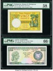 Cyprus Central Bank of Cyprus 10 Pounds 1.11.1989 Pick 55a PMG Gem Uncirculated 66 EPQ; Madagascar Banque de Madagascar 20 Francs ND (1937-47) Pick 37...