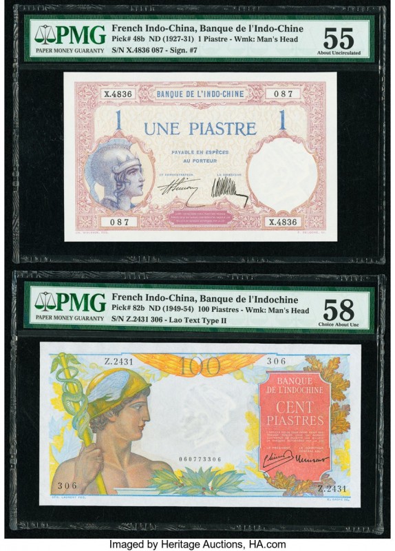 French Indochina Banque de l'Indo-Chine 1; 100 Piastres ND (1927-31); ND (1949-5...