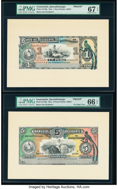 Guatemala Banco de Occidente en Quezaltenango 1; 5; 20 Pesos 18xx Pick S173fp; S...