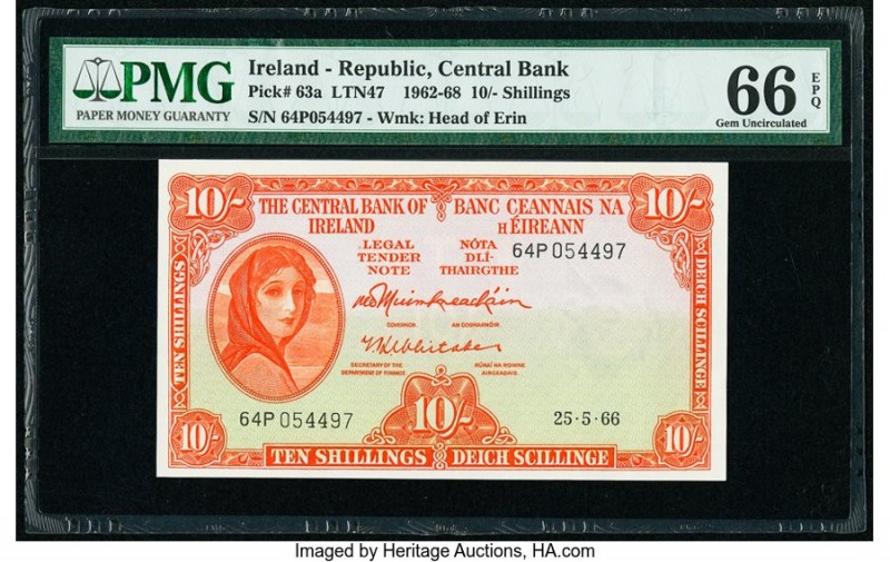 Ireland - Republic Central Bank of Ireland 10 Shillings 25.5.1966 Pick 63a PMG G...