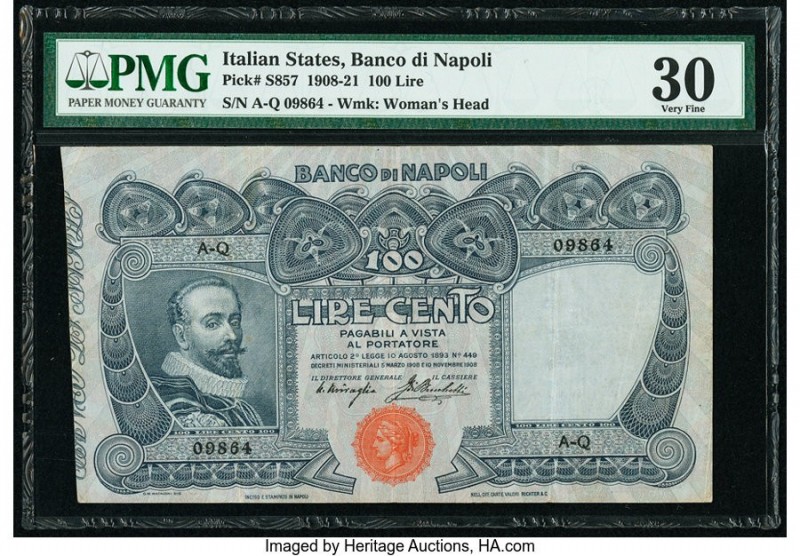 Italy Banco di Napoli 100 Lire 1908-21 Pick S857 PMG Very Fine 30. 

HID09801242...
