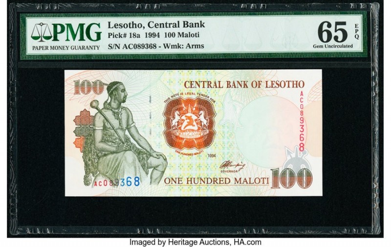 Lesotho Central Bank of Lesotho 100 Maloti 1994 Pick 18a PMG Gem Uncirculated 65...