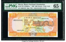 Macau Banco Nacional Ultramarino 1000 Patacas 20.12.1999 Pick 75b KNB62 PMG Gem Uncirculated 65 EPQ. 

HID09801242017

© 2020 Heritage Auctions | All ...