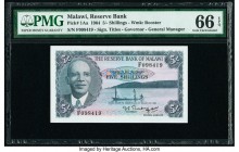 Malawi Reserve Bank of Malawi 5 Shillings 1964 Pick 1Aa PMG Gem Uncirculated 66 EPQ. 

HID09801242017

© 2020 Heritage Auctions | All Rights Reserved