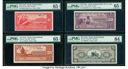 South Vietnam National Bank of Viet Nam 10; 20; 50; 100 Dong ND (1962) (2); ND (1956); ND (1955) Pick 5a; 6a; 7a; 8a Four Examples PMG Gem Uncirculate...