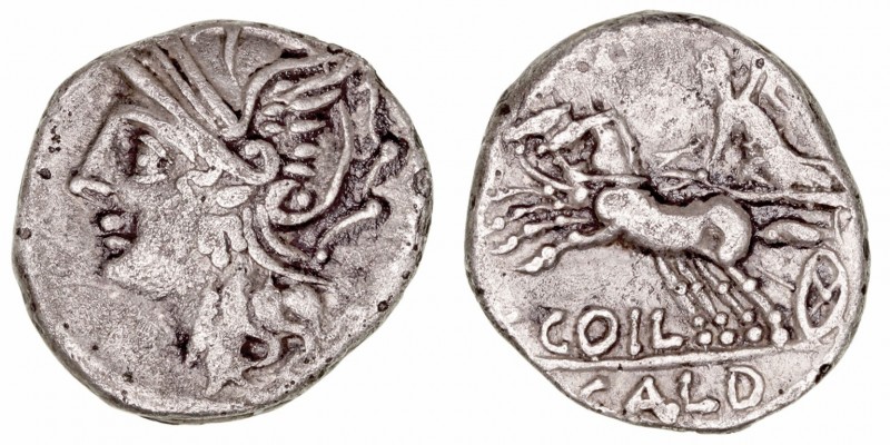 Coelia
Denario. AR. Roma. (104 a.C.). A/Cabeza de Roma a izq. R/Victoria en big...
