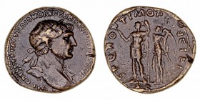 Trajano
Sestercio. AE. (98-117). R/S.P.Q.R. OPTIMO PRINCIPI. S.C. Trajano en pie a izq. con rayo y lanza, coronado por la victoria. 19.98g. Co.516. P...