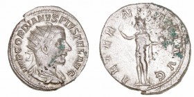 Gordiano III
Antoniniano. AR. (238-244). R/AETERNITATI AVG. 4.29g. RIC.83. Algún punto de verdín. MBC.