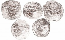 Fatimidas
1/2 Dírhem. AR. (386-411 H.). Lote de 5 monedas. Mi.554/5. BC+ a BC.
