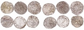 Corona Castellano Leonesa
Alfonso I de Aragón
Dinero. VE. Toledo. Lote de 6 monedas. Variantes del AB.23. Interesante lote. MBC- a BC.