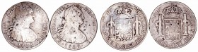 Carlos IV
8 Reales. AR. Méjico TH. Lote de 2 monedas. 1806 y 1808. Agujeros tapados y resellos chinos. Cal.705 y 709. (BC-).