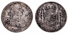 Fernando VII
8 Reales. AR. Méjico TH. 1808. Busto imaginario. 26.23g. Cal.537. Concreciones y rayas. (BC).