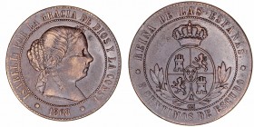 Isabel II
5 Céntimos de Escudo. AE. Barcelona OM. 1868. 11.80g. Cal.625. MBC.