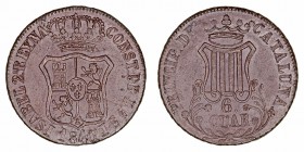 Isabel II
6 Cuartos. AE. Barcelona. 1840. 15.89g. Cal.688. Bonito color. MBC+.