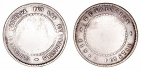 Revolución Cantonal
5 Pesetas. AR. Cartagena. (1873). 27.89g. (Cal.5). Desgastado en el centro y algún golpe en canto. (BC-).