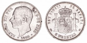 Alfonso XII
5 Pesetas. AR. 1884 *18-84 MSM. 24.82g. Cal.39. MBC-.