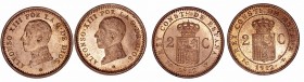 Alfonso XIII
2 Céntimos. AE. 1912 *12 PCV. Lote de 2 monedas. Cal.75. Bonito color. SC-.