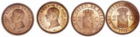 Alfonso XIII
2 Céntimos. AE. 1912 *12 PCV. Lote de 2 monedas. Cal.75. Pátina algo irregular. SC-.