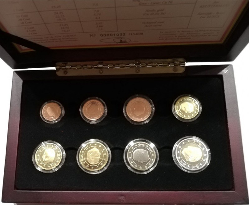 Bélgica 
AE. 2000. Set Euro Proof (8 valores). En estuche original y con certif...