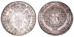 Brasil Juan VI
960 Reis. AR. (1819) R. Acuñado sobre un 8 reales español. 26.86g. KM.326.1. Cuño algo flojo en el centro. (MBC/MBC+).