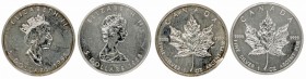 Canadá Isabel II
5 Dólares. AR. Lote de 2 monedas. 1988 y 1991. Onza Troy 999 mil. KM.187. Golpe en canto. SC- a EBC.