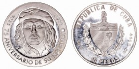 Cuba 
10 Pesos. AR. 2003. Che Guevara, 75 aniversario de su natalicio. 20.04g. KM.792. PROOF.