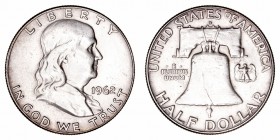 Estados Unidos 
1/2 Dólar. AR. 1962 D. 12.51g. KM.199. MBC+.