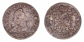 Francia Carlos I
2 Liards. AE. 1609. 3.76g. KM.12.1. Escasa. BC.