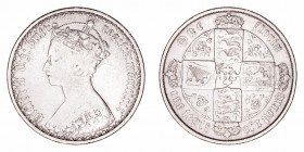 Gran Bretaña Victoria
Florín. AR. 1869. Número 9 bajo el busto. 11.06g. KM.746.2. BC.