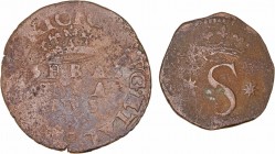 Portugal Sebastián I
AE. Lote de 2 monedas. 1 Reis y 3 Reis. BC- a RC.