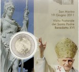San Marino 
2 Euro. Cuproníquel. 2011 R. Visita del Santo Padre Benedicto XVI. KM.486. Blíster original. SC.