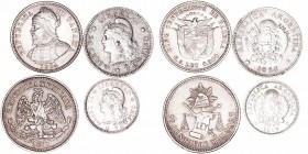 Lotes de Conjunto
AR. Lote de 4 monedas. Argentina 10 y 20 Centavos 1883, Méjico 25 Centavos 1877, Panamá 10 Centésimos 1904. EBC- a BC.