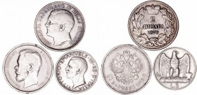 Lotes de Conjunto
AR. Lote de 3 monedas. Italia 5 Liras 1928, Rusia 50 Kopecks 1912 y Serbia 2 Dinara 1879. MBC a MBC-.