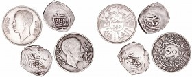 Lotes de Conjunto
AR. Lote de 4 monedas. Marruecos Dírham (2) y 50 Piastras (2). MBC a BC.
