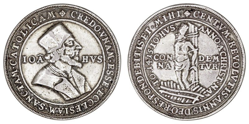 Medalla. AR. (c. siglo XVIII). Hus-Taler. Jan Hus (1370-1415). Conocido por Juan...