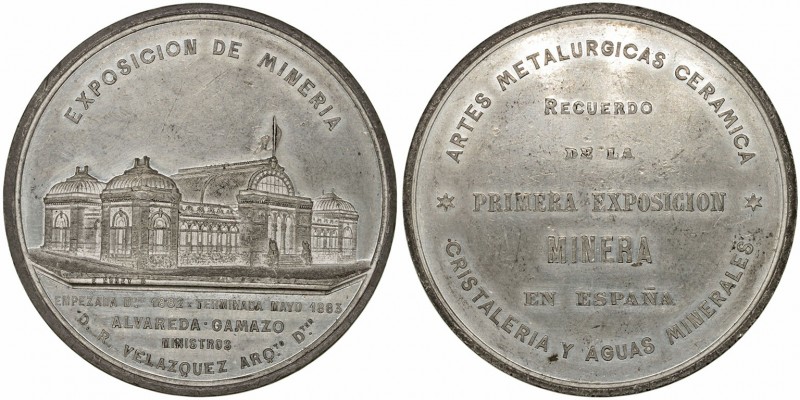 Medalla. Metal blanco. 1883. Primera Exposición Minera en España, 1882-1883. Gra...