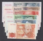 Juan Carlos I, Banco de España
Lote de 6 billetes. 200, 500 , 1000, 2000, 5000 y 10000 Pesetas. 1979-1985. ED.476/477/478/479/481. SC a EBC-.