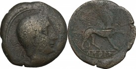Hispania. Castulo. AE 27 mm, late 2nd century BC. D/ Head right, wearing diadem. R/ Sphinx standing right. SNG BM 1323. AE. g. 10.46 mm. 28.00 Scratch...