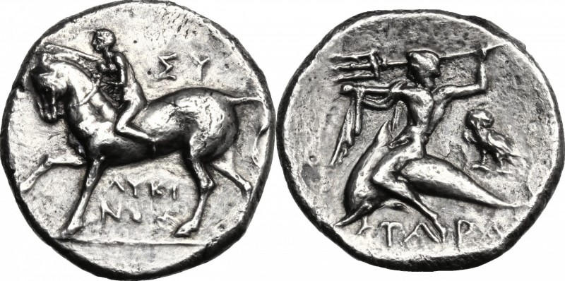 Greek Italy. Southern Apulia, Tarentum. AR Nomos, c. 275-235 BC. Sy... and Lykin...