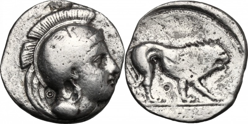 Greek Italy. Northern Lucania, Velia. AR Didrachm, c. 390-250 BC. D/ Head of Ath...